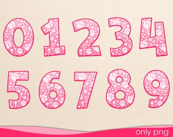 Birthday numbers Png, Paw numbers Png, Pink numbers png, Digital Download, Numbers png, Birthday girl numbers