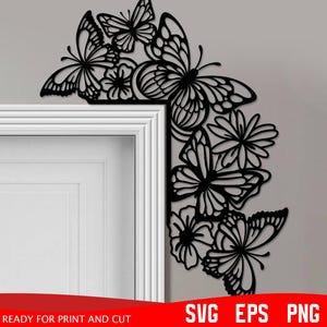 Butterfly Door Corner svg, Flower Door Corner svg, Home decoration svg, Door corner laser cut, Cricut file