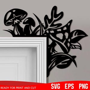 Mushrooms Door Corner svg, Fall Door Corner svg, Home decoration svg, Door corner laser cut, Cricut file
