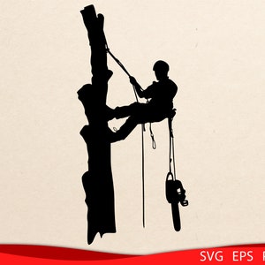 Tree Arborist SVG - Tree Services Svg, Tree Cutter Climbing, Silhouette - Tree Trimmer Cut Files Svg Png, svg png eps