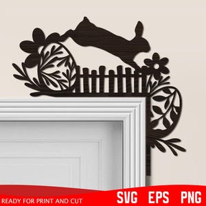 Easter bunny door corner svg, Easter svg, Easter eggs svg, Laser cut, Cricut file, Easter door trim, Easter home decoration svg