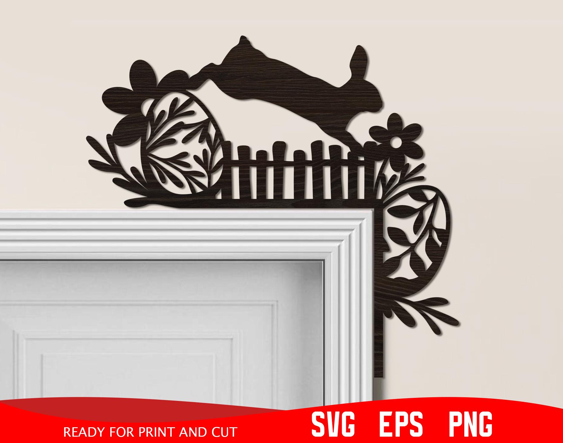Easter Bunny Door Corner Svg, Easter Svg, Easter Eggs Svg, Laser Cut ...