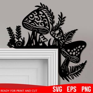 Mushrooms Door Corner svg, Fall Door Corner svg, Home decoration svg, Door corner laser cut, Cricut file