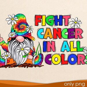 Fight Cancer In All Colors Png, Cancer Warrior Png, Ribbon Clipart, Cancer Awareness Png Downloads, Cancer Awareness png, Hippie gnome png