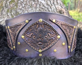 Viking Engraved Leather Belt for LARPing and Cosplay