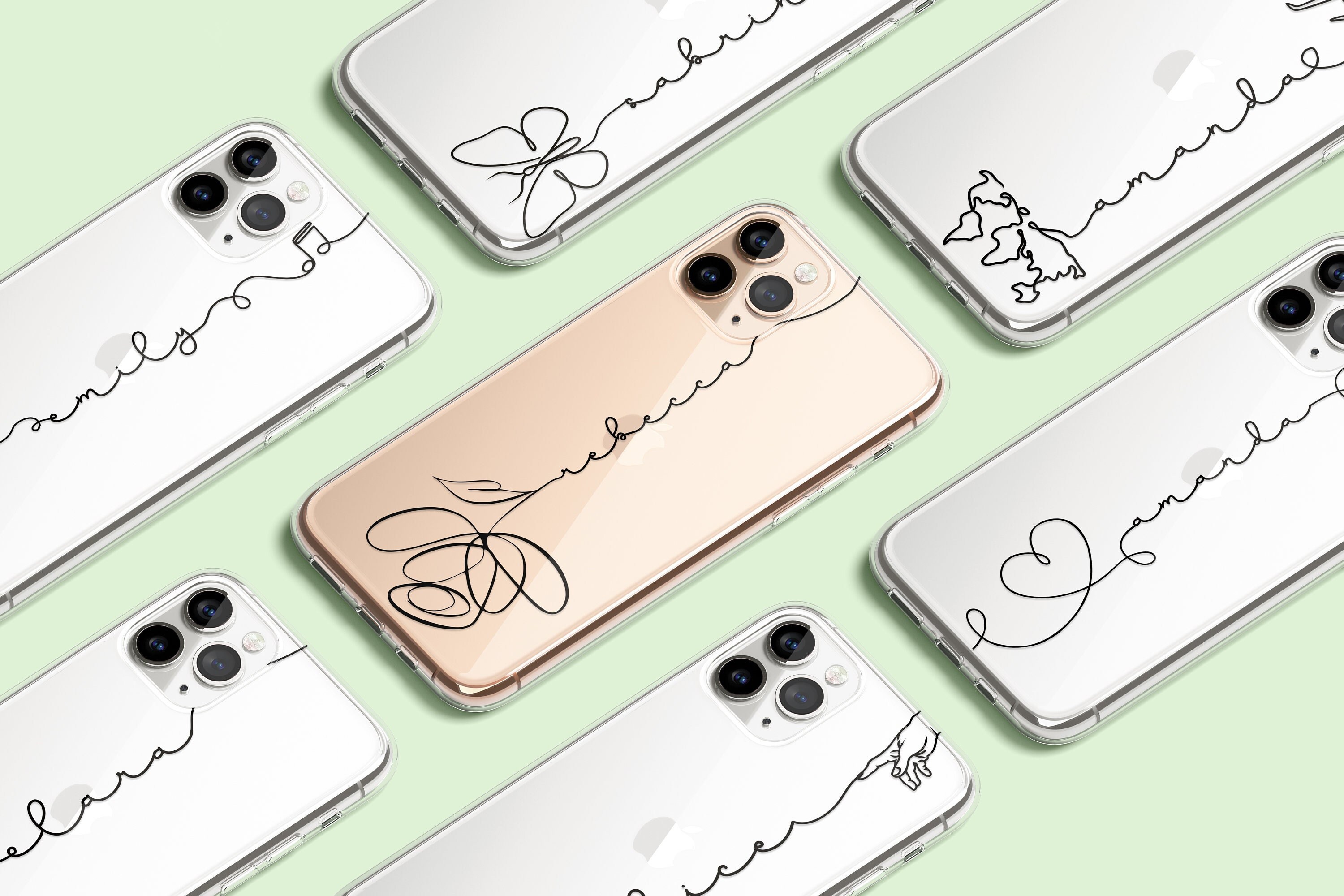 Personalized Line Art Name Glossy Embossed Case Iphone 13 13 Etsy