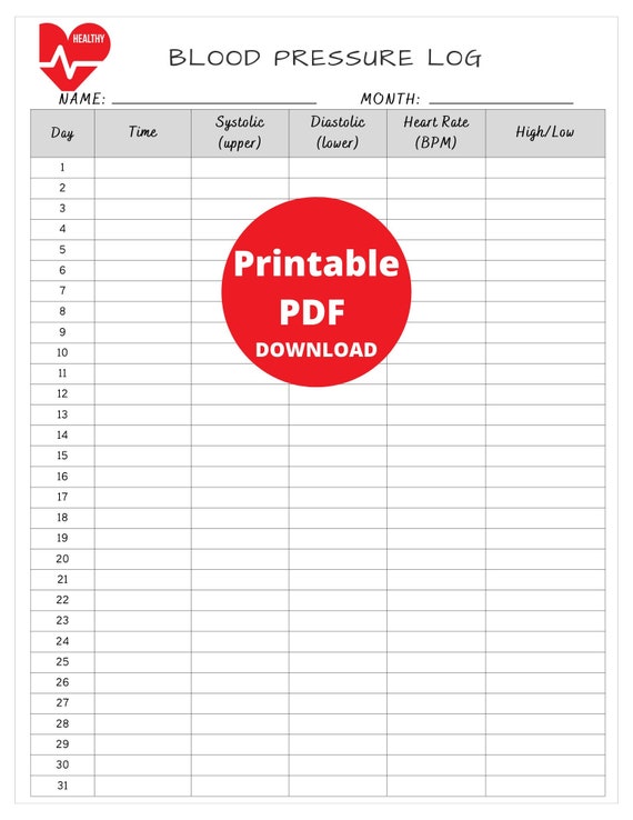 Printable Blood Pressure Log - Etsy Australia