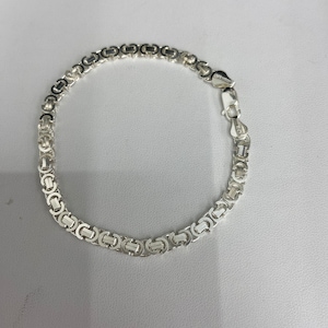 925 Sterling Silver Flat Byzantine Men&#39;s Bracelet