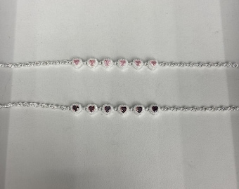 925 Sterling Silver Heart Cubic Zirconia Bracelet
