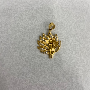 21k Yellow Gold Peacock Pendant With CZ
