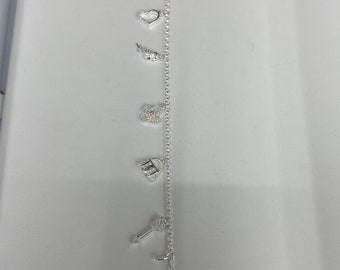 925 Sterling Silver Charm Bracelet With CZ