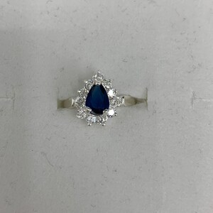 925 Sterling Silver Diamond Shaped Blue Lapis Ring