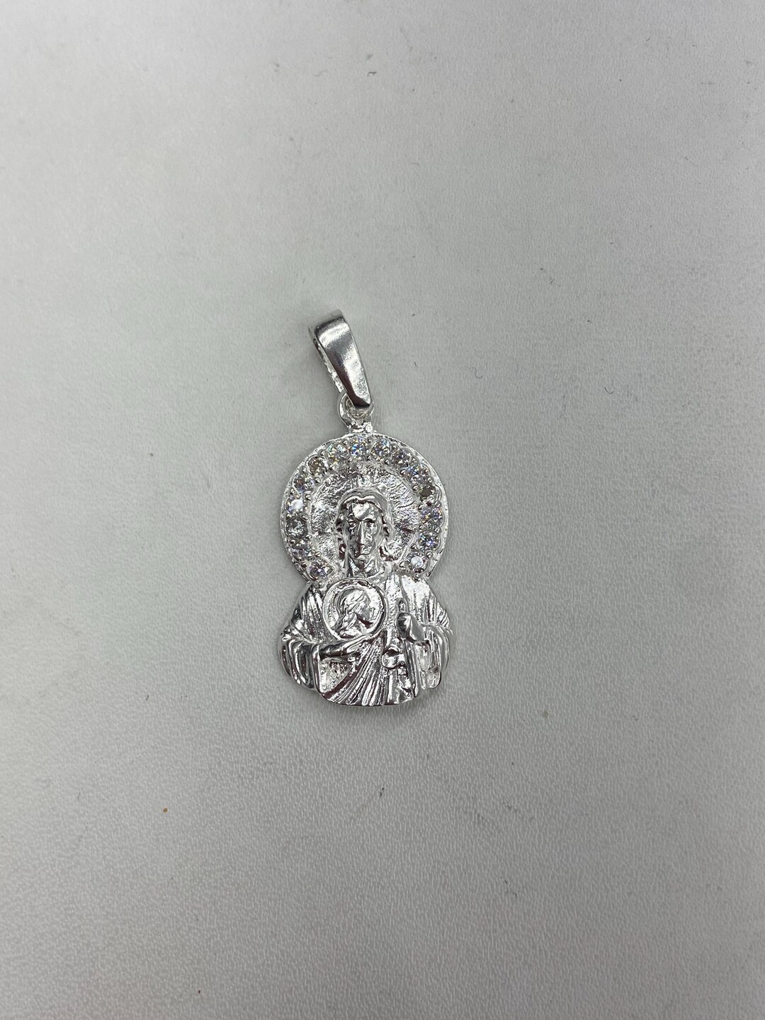 925 Sterling Silver Jesus Face Pendant Necklace With CZ - Etsy