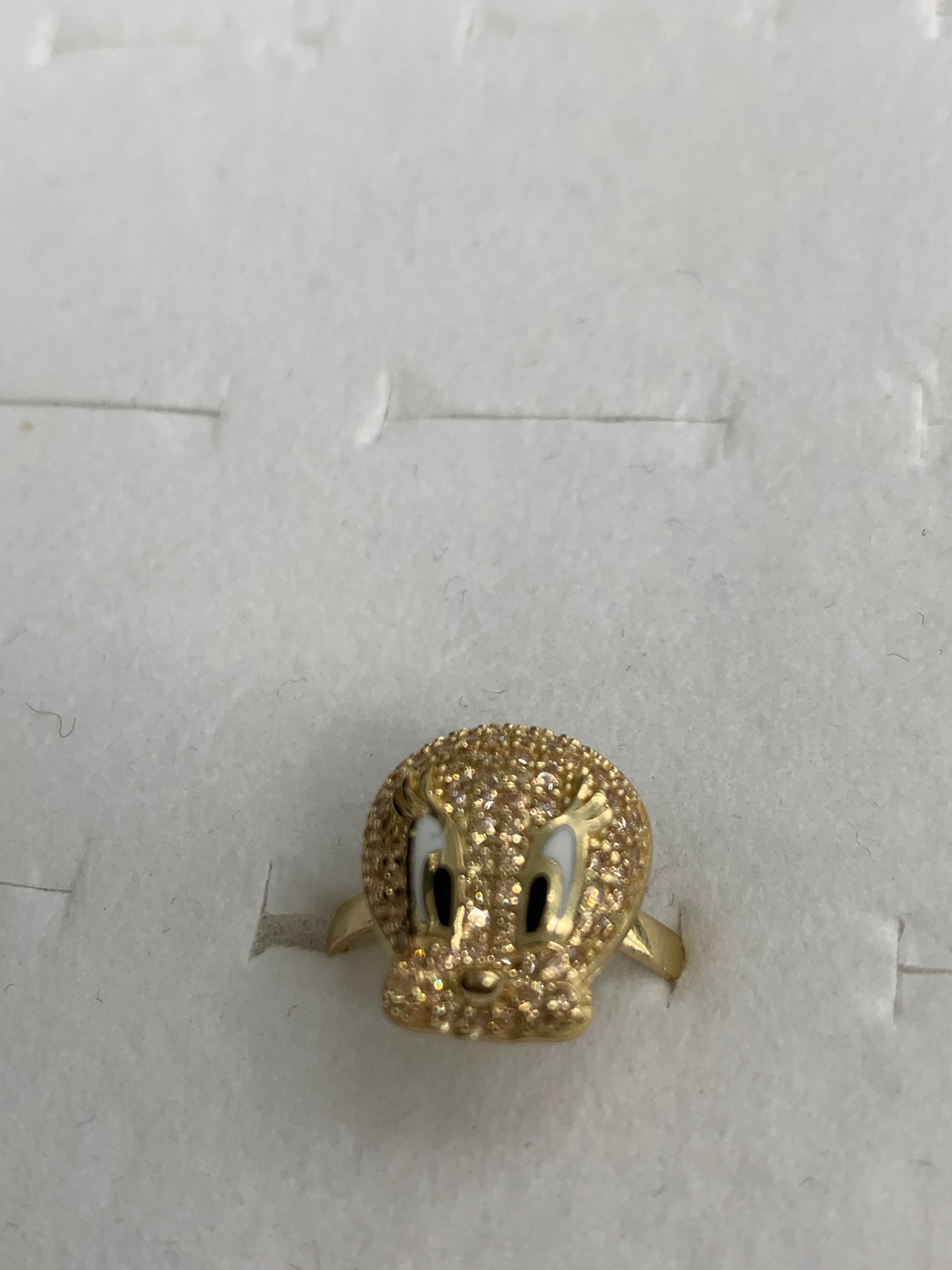 14K Yellow Gold Tweety Character Ring With CZ