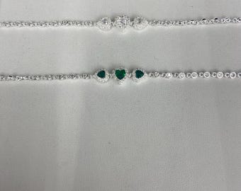925 Sterling Silver Heart Cubic Zirconia Bracelet
