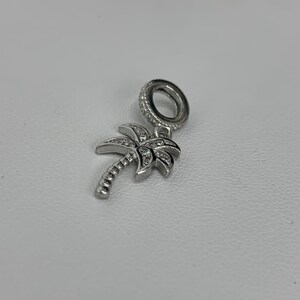 925 Sterling Silver Palm Tree Charm With CZ