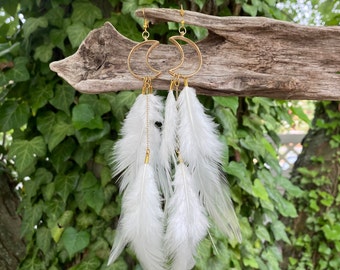 Moon Earrings | Goddess Earrings | Feather Earrings | Bohemian Earrings | Witchy Earrings | Statement Earrings | Selene Earrings | Celestial