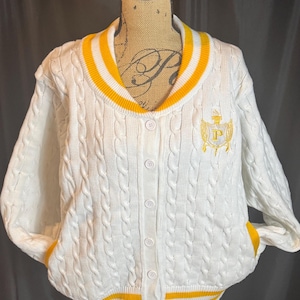 SMALL White Philo Cable Knit Sweater