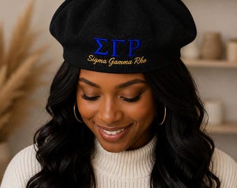 French Sigma Embroidered Beret Hat
