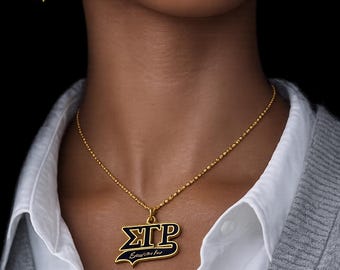 Sigma Gamma Rho Blue Script Necklace and Earring Set