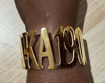 AKA Stainless Steel Cuff Bracelet - College Script