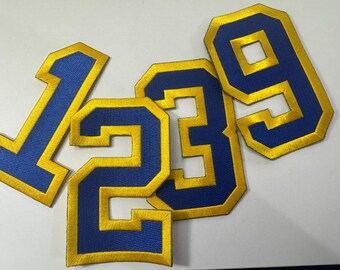 4.5"  Blue & Gold Iron-on Numbers