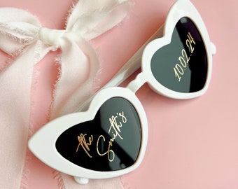 Personalised Wedding Heart Sunglasses | Retro sunglasses | Wedding Photo Prop