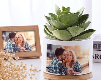 Verdure parfaite : pot de fleur photo personnalisé en céramique : des cadeaux uniques pour elle en cette période des fêtes !