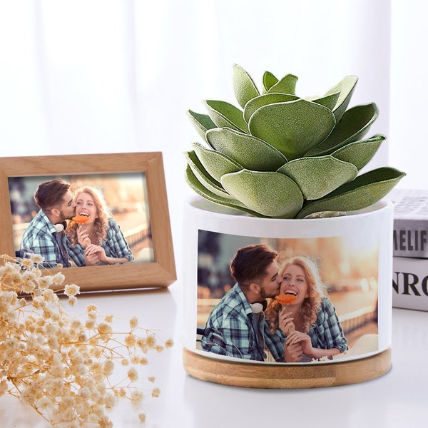 Picture-Perfect Greenery: Custom Photo Ceramic Flower Pot – Unique Gifts for Her this Holiday Season!