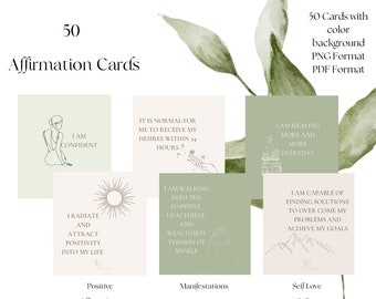 50 Affirmation Cards | Digital Self Love Affirmations | Printable Affirmation Cards | Self Love | Manifestations | Self Care | Mindfulness