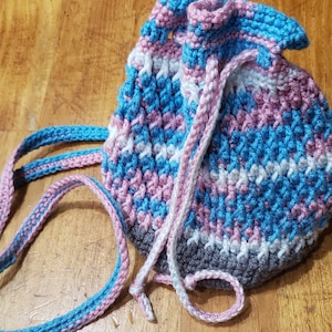 Cinch style Pride Bag Crochet Pattern permission to sell made items