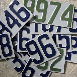 Quebec License Plate Number: Hand-Cut Aluminum Address Sign, Rustic Vintage Decor