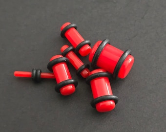 Ear Stretching Kit: Taper Ear Gauge Expander Set (2mm-10mm) - By Pairs, 6 Pieces or 12 Pieces (Red)