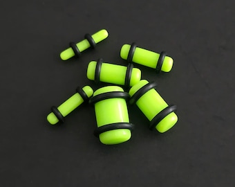Ear Stretching Kit: Taper Ear Gauge Expander Set (2mm-10mm) - By Pairs, 6 Pieces or 12 Pieces (Lime Green)