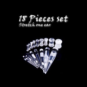 Taper Stretcher For Ears. Body Piercing Gauge Expander Tool. Starter kit size 1.6mm to 16mm. 18 Pieces. Marble
