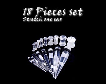 Ear Stretching Kit: 18-Piece Taper Gauge Expander Tool (1.6mm-10mm)