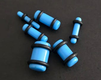 Ear Stretching Kit: Taper Ear Gauge Expander Set (2mm-10mm) - By Pairs, 6 Pieces or 12 Pieces (Light Blue)