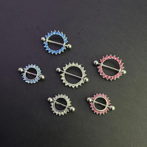 Rhinestone Nipple Shield - Body Piercing Jewelry, Nipple Piercing, Nipple Jewelry. 16 Gauge, Pair Or Piece