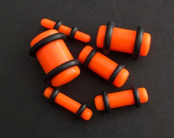 Ear Stretching Kit: Taper Ear Gauge Expander Set (2mm-10mm) - By Pairs, 6 Pieces or 12 Pieces (Orange)