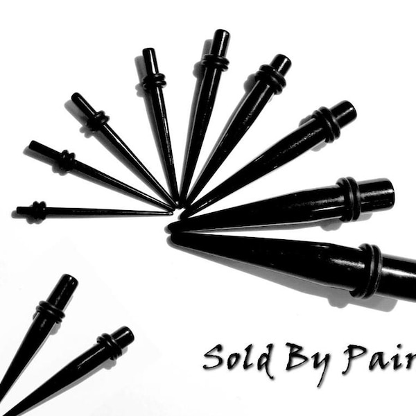 Kit dilatatore per lobi auricolari neri: espansore da 1,6 mm a 16 mm di diametro