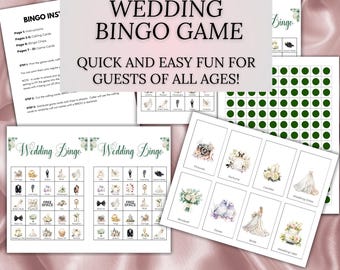 Wedding Bingo Printable Game, Wedding Bingo,Bridal Shower Bingo, Wedding Shower Game, Wedding Bingo Game, Wedding Bingo Cards,Bridal Bingo