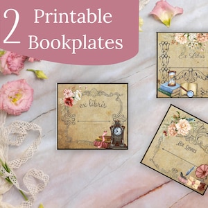 Book Lovers Vintage Theme Bookplates; Printable
