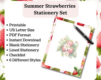 Ensemble de papeterie fraises d'été,