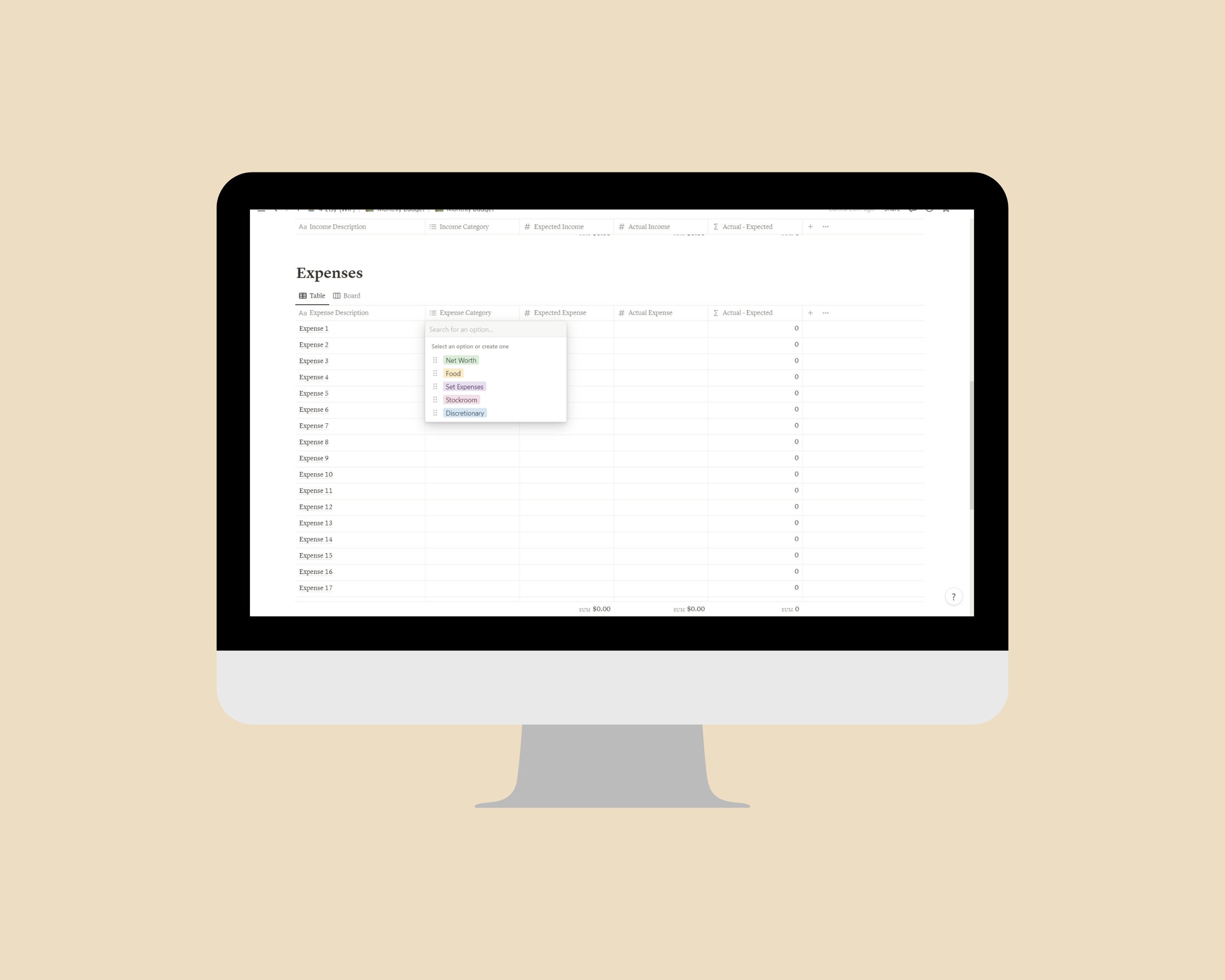 Monthly Budget Template for Notion Etsy
