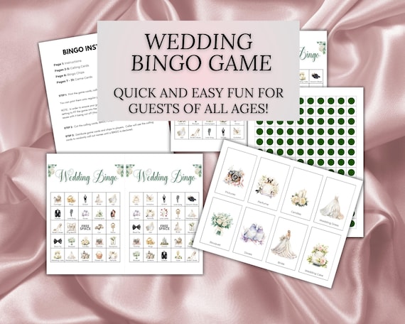 Wedding Bingo Printable Game, Wedding Bingo,Bridal Shower Bingo, Wedding Shower Game, Wedding Bingo Game, Wedding Bingo Cards,Bridal Bingo