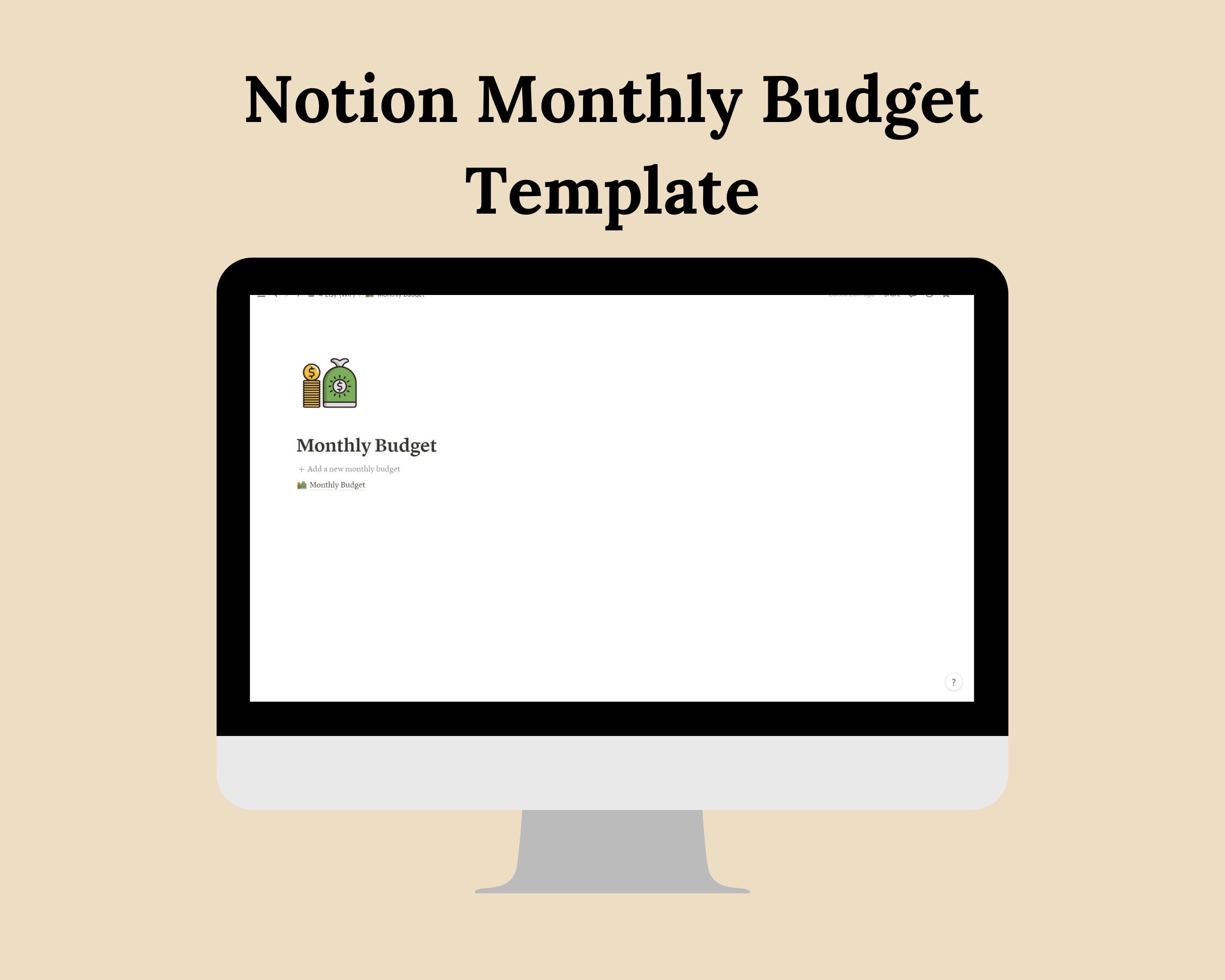 Monthly Budget Template for Notion Etsy