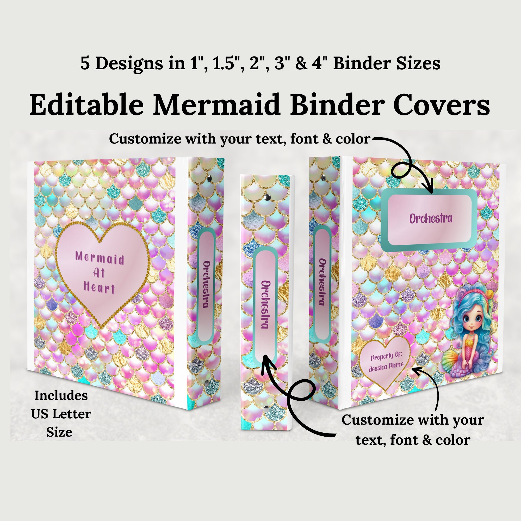 Mermaid Binder Covers - Binder Covers, Mermaid Binder, School Binder ...