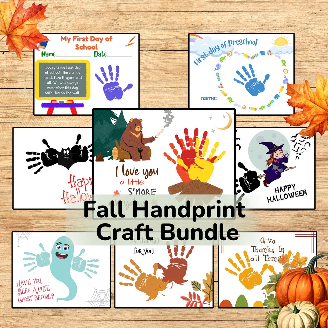 Fall Handprint Craft Bundle - Halloween Handprint, Handprint Art ...