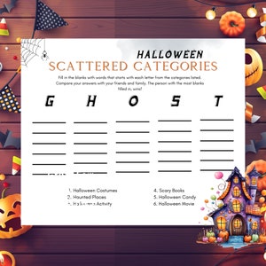 Halloween Scattered Categories Game - Family game night, Party games, Word games, Halloween party game, Halloween activity, Halloween fun