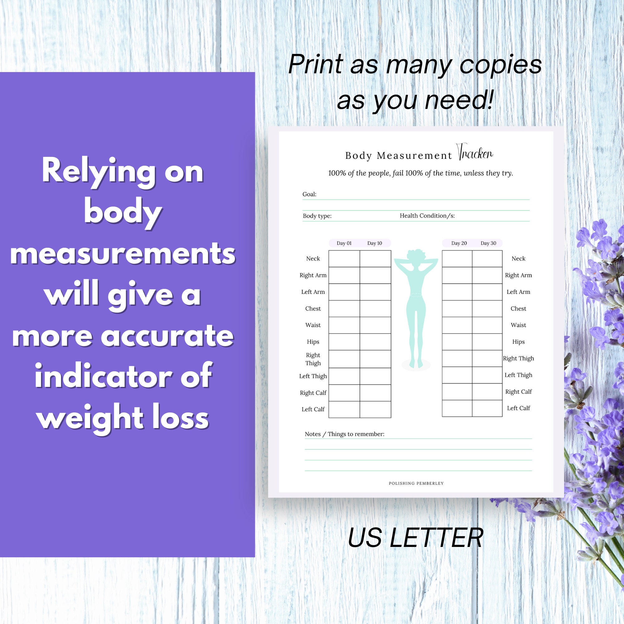 Body Measurement Tracker - Weight Loss Tracker,body Measurement Log ...